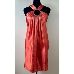 NWT Susana Monaco 100% Silk Orange Halter Neck Style Resort Mini Dress Size 2